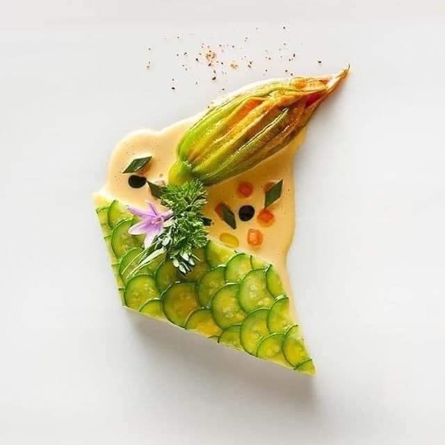 An artfully composed dish by Chef Juan Cuadra